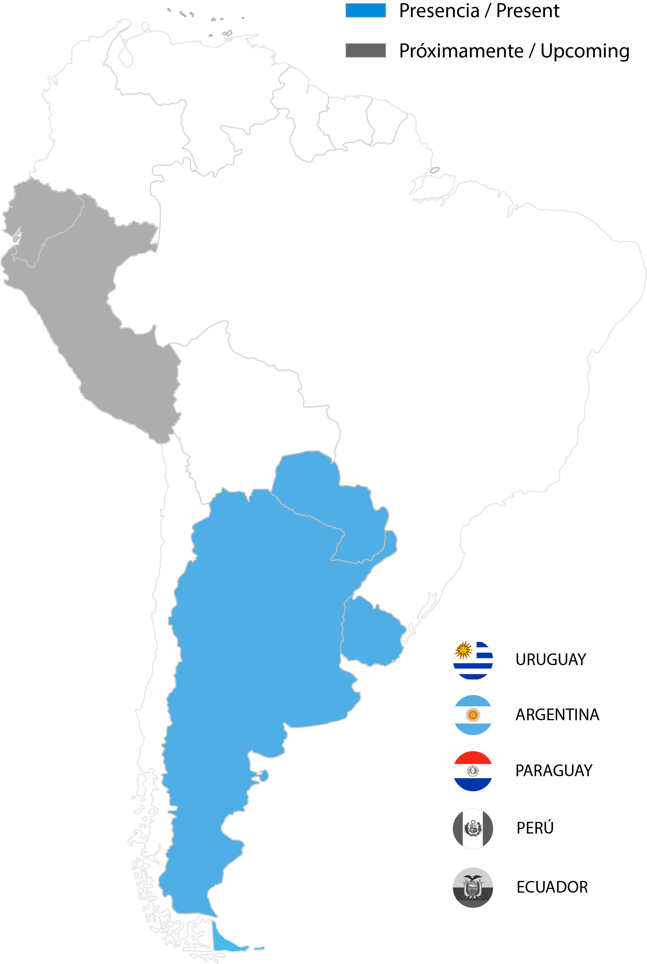 Mapa de presencia regional